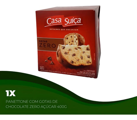 Panettone com Gotas de Chocolate Casa Suíça Zero Caixa 400g