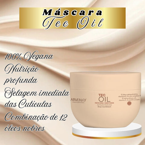 Máscara Capilar Tec Oil - Hidratação E Brilho - Arvensis - 250g