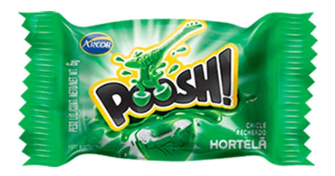 Gomas De Mascar Recheada Poosh Sabores 200g Display Com 40un Gosto Hortelã