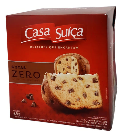 Panettone com Gotas de Chocolate Casa Suíça Zero Caixa 400g
