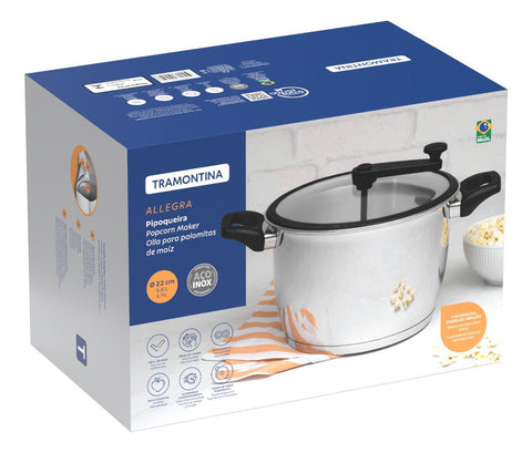 Pipoqueira Tramontina Allegra Aço Inox Indução 22cm