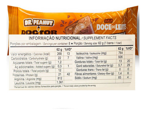 Barra De Proteína Doctor Bar - Dr. Peanut 8x62g - Doce de Leite