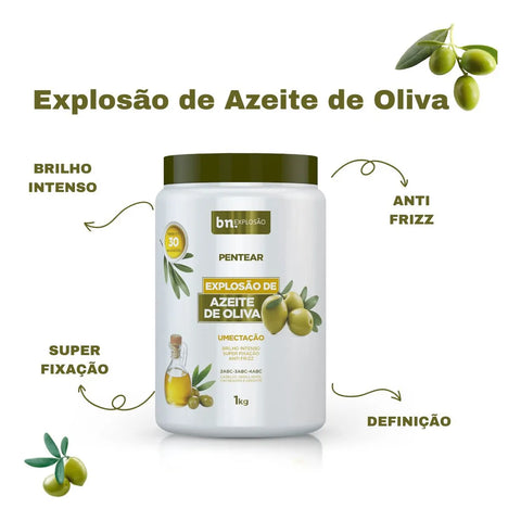Creme de Pentear para Cachos Beleza Natural Explosão Azeite De Oliva 1Kg