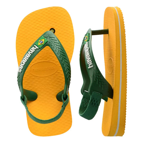 Chinelo Havaianas Baby Brasil Logo Amarelo