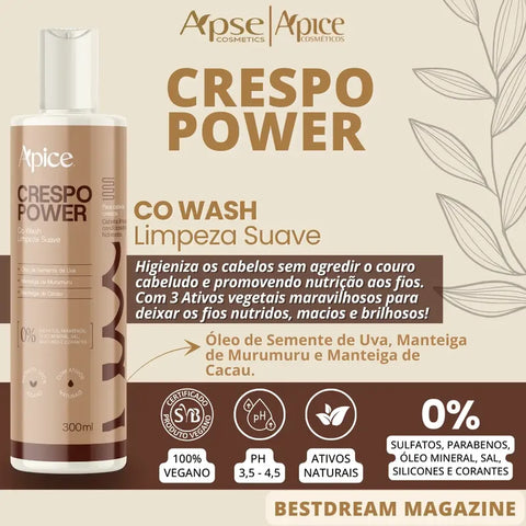 Kit Apice Crespo Power - Co Wash + Condicionador + Gelatina - 300ml
