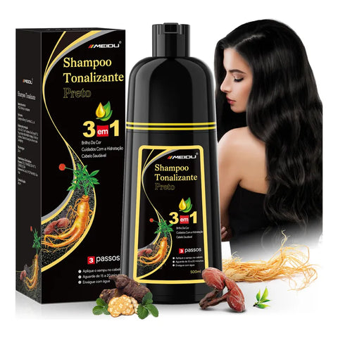 Shampoo Tonalizante Para Cabelo Grisalho Meidu 500ml - Preto