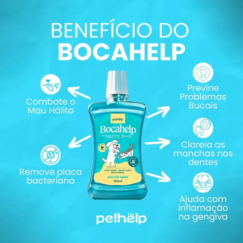 Solução Bucal Contra Mau Hálito Bocahelp Para Cães E Gatos 250ml