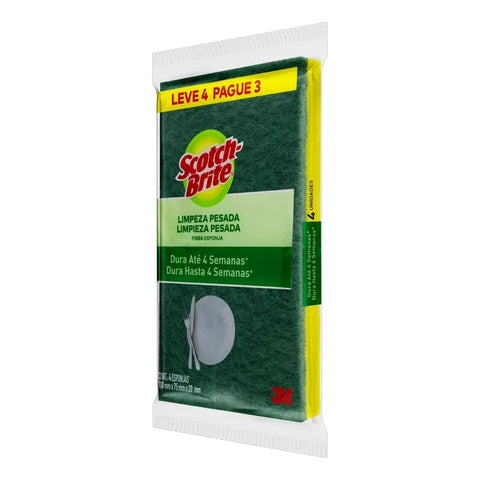 Esponja Multiuso Scotch-Brite 3M Amarela - Pack 4un