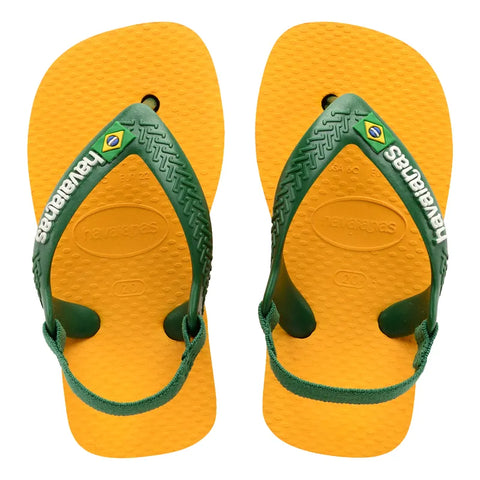Chinelo Havaianas Baby Brasil Logo Amarelo