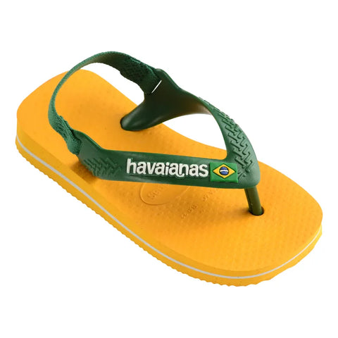 Chinelo Havaianas Baby Brasil Logo Amarelo