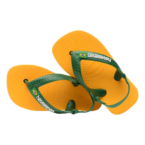 Chinelo Havaianas Baby Brasil Logo Amarelo