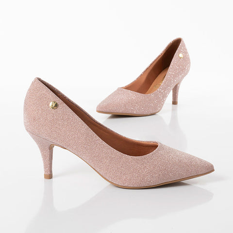 Scarpin Vizzano 1185-702 Bico Fino Rose Gold Glitter