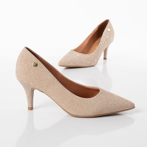 Scarpin Vizzano 1185-702 Bico Fino Dourado Glitter