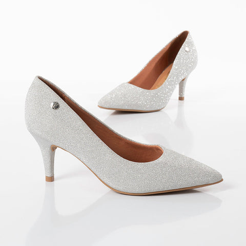 Scarpin Vizzano 1185-702 Bico Fino Prateado Glitter