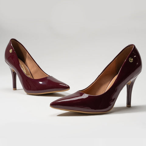 Scarpin Vizzano 1184-1101 Bico Fino Salto Alto Verniz Vinho