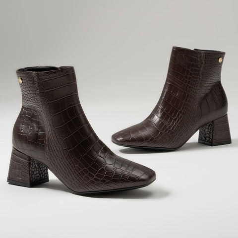 Bota Vizzano 3098-100 Salto Bloco Marrom Croco
