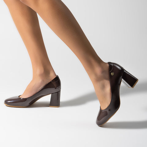 Scarpin Vizzano 1446-100 salto bloco bico quadrado Preto