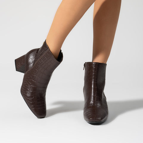 Bota Vizzano 3098-100 Salto Bloco Marrom Croco