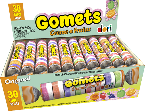 Bala de Goma Tubo (Jujuba/Gomets) - Creme de Frutas Dori 30x32g
