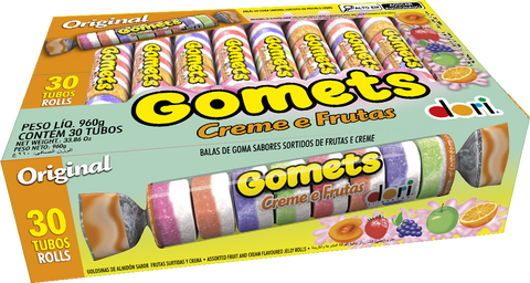 Bala de Goma Tubo (Jujuba/Gomets) - Creme de Frutas Dori 30x32g