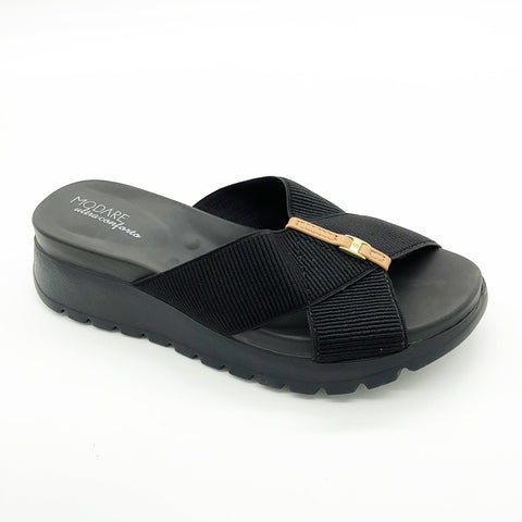 Sandália Modare 7198-100 Sola Tratorada Sem Cadarço (Slip-on) Preta