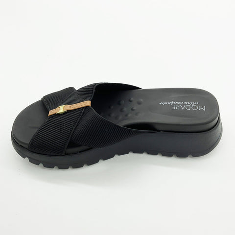Sandália Modare 7198-100 Sola Tratorada Sem Cadarço (Slip-on) Preta