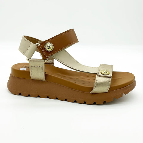 Sandália Modare 7198-101 Sola Tratorada Camel/Creme