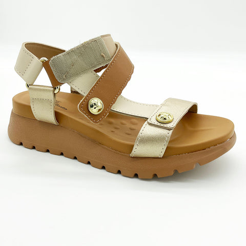 Sandália Modare 7198-101 Sola Tratorada Camel/Creme
