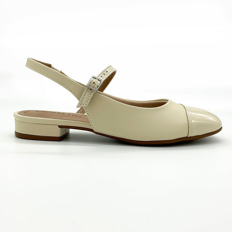 Scarpin Beira Rio 4318-105 Slingback Salto Baixo Creme