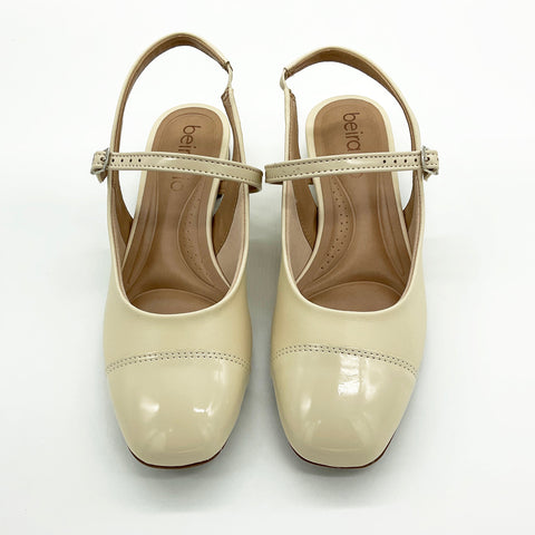 Scarpin Beira Rio 4318-105 Slingback Salto Baixo Creme