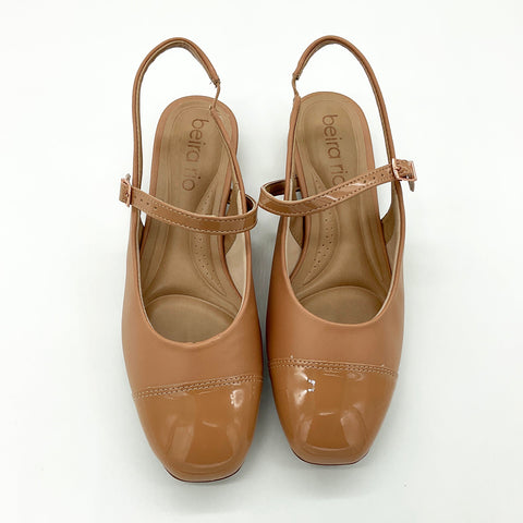 Scarpin Beira Rio 4318-105 Slingback Salto Baixo Nude
