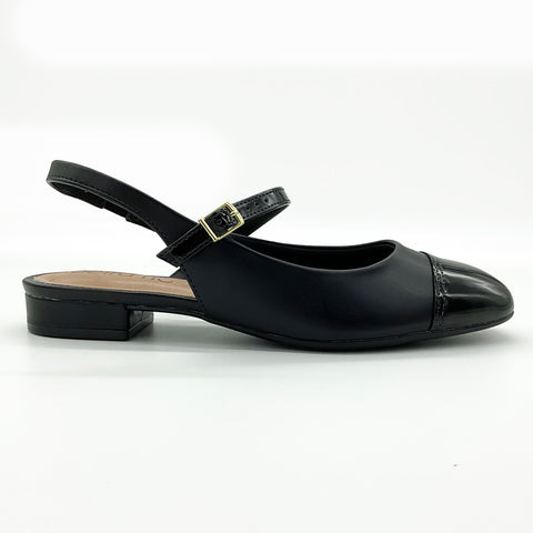 Scarpin Beira Rio 4318-105 Slingback Salto Baixo Preto