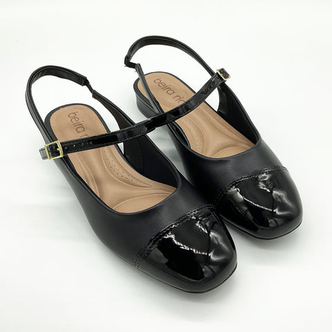 Scarpin Beira Rio 4318-105 Slingback Salto Baixo Preto