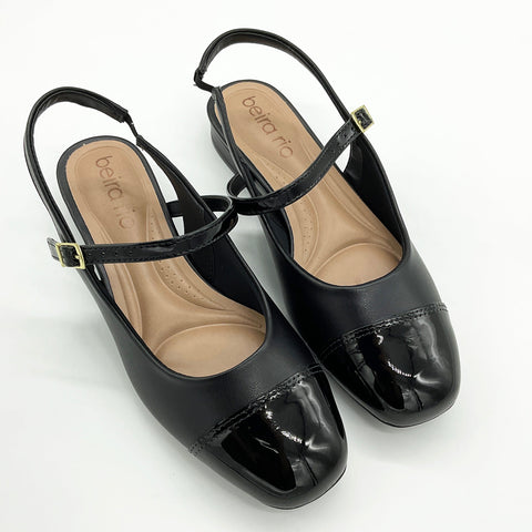 Scarpin Beira Rio 4318-105 Slingback Salto Baixo Preto