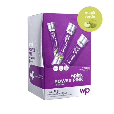 power pink sem cafeína de maçã verde - pré-treino - 300g WPink