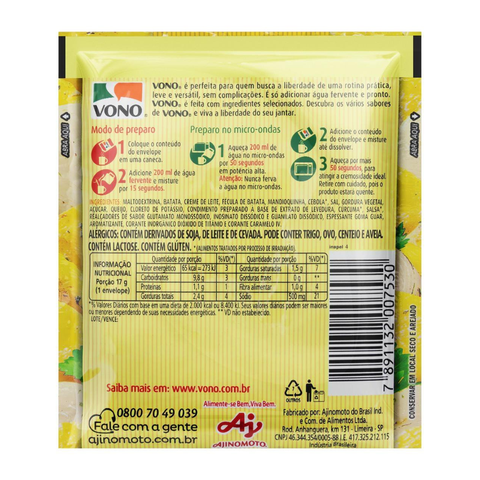 Sopa Vono Mandioquinha Cebola e Salsa 3x17g