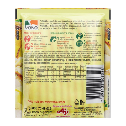 Sopa Vono Peito de Frango com Queijo 3x17g