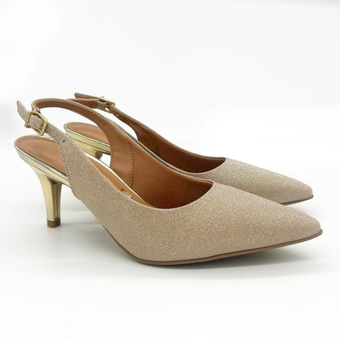 Scarpin Slingback Vizzano 1185-700 Salto Médio Dourado
