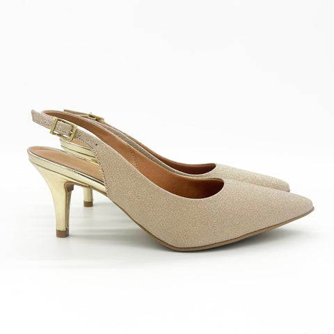 Scarpin Slingback Vizzano 1185-700 Salto Médio Dourado