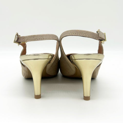 Scarpin Slingback Vizzano 1185-700 Salto Médio Dourado
