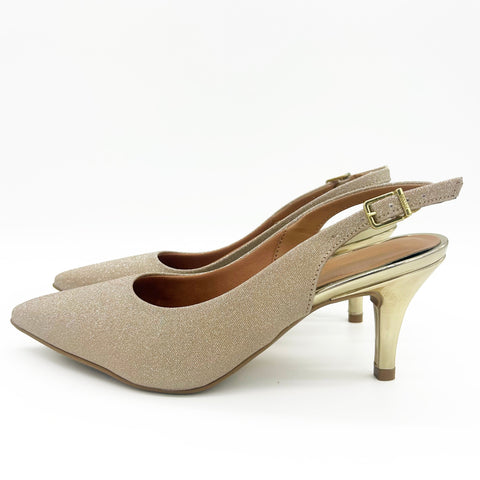 Scarpin Slingback Vizzano 1185-700 Salto Médio Dourado