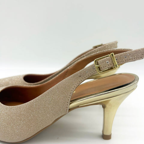 Scarpin Slingback Vizzano 1185-700 Salto Médio Dourado