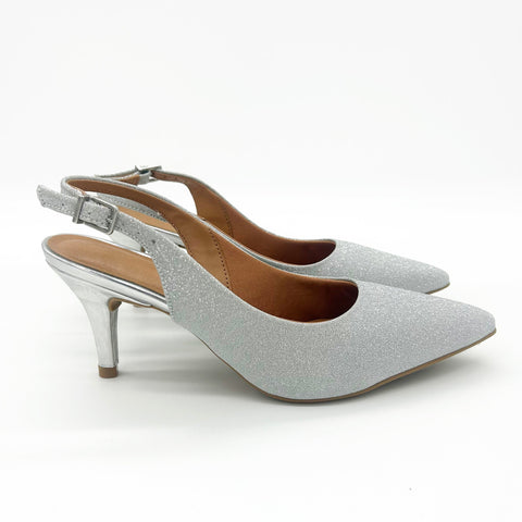 Scarpin Vizzano 1185-700 Slingback Salto Médio Prateado