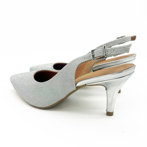 Scarpin Vizzano 1185-700 Slingback Salto Médio Prateado