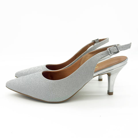 Scarpin Vizzano 1185-700 Slingback Salto Médio Prateado
