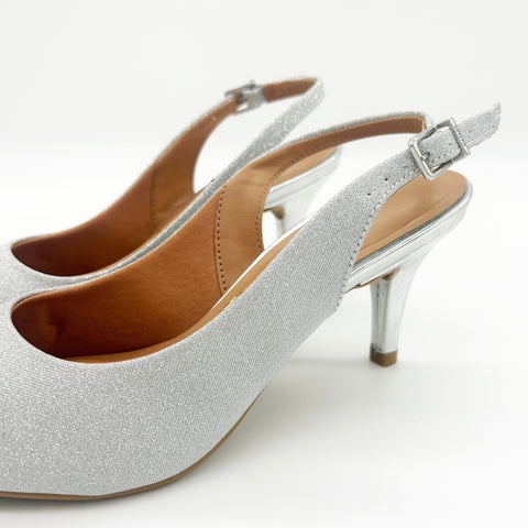 Scarpin Vizzano 1185-700 Slingback Salto Médio Prateado