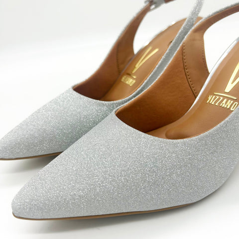 Scarpin Vizzano 1185-700 Slingback Salto Médio Prateado