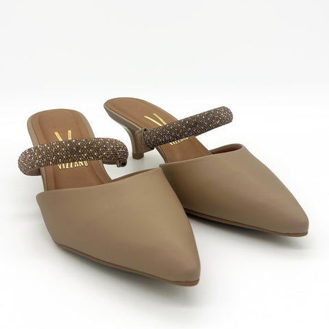 Mule Scarpin Vizzano 1122-886 Salto Baixo Bico Fino Bege