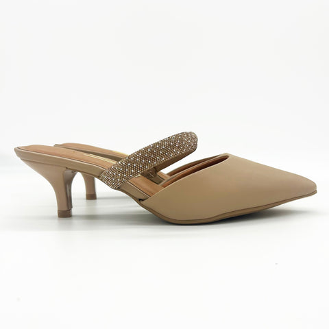 Mule Scarpin Vizzano 1122-886 Salto Baixo Bico Fino Bege