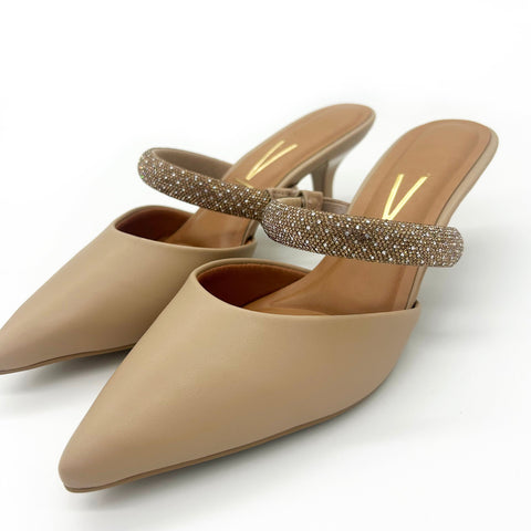 Mule Scarpin Vizzano 1122-886 Salto Baixo Bico Fino Bege